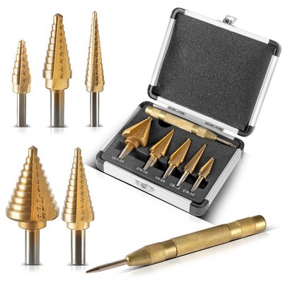 STAHLWERK HSS Stufenbohrer Kegelbohrer Set 6 Teile TiN-Beschichtung Senkbohrer