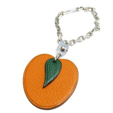 USED HERMES Bag charm leather/Silver925 Orange Accessories