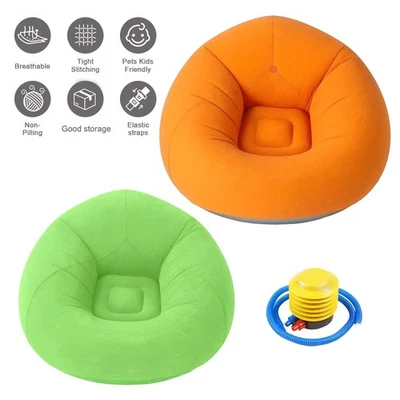 2-Color Large Slouchy Inflatable Sofa Chairs Lounger Bean Bag Sofa Puff Couch UK - Image 1 of 4