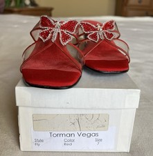Bombas transparentes Norman Kaplan Las Vegas rojas mariposa talla 6 de colección