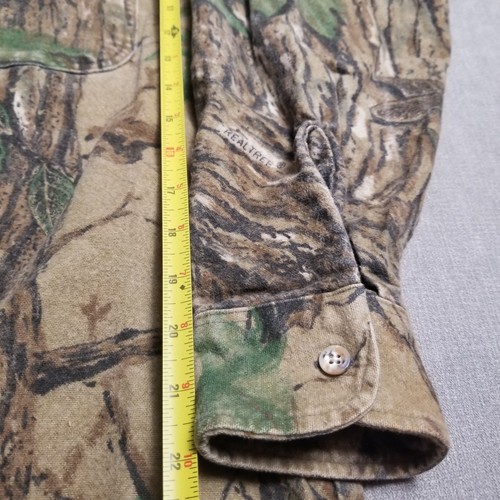 Vtg Gander Mountain Realtree Camo Camouflage Chamois Button Up Shirt 90s Size L - Picture 9 of 11