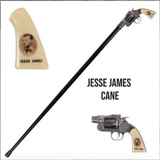 Jesse James Revolver Gun Handle Cane Gentleman's Walking Stick Pistol Shaped New