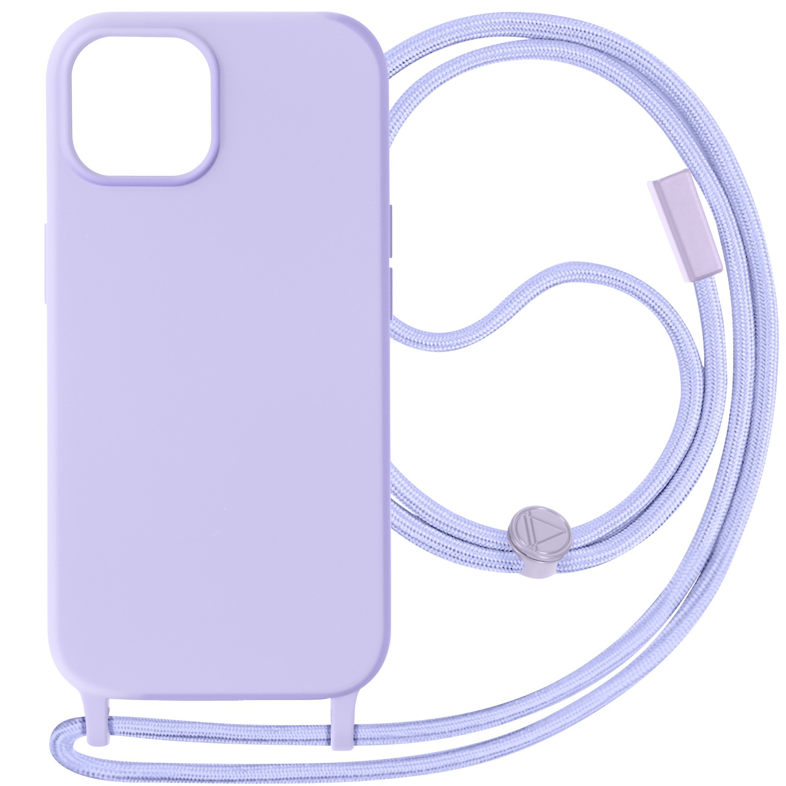 Coque iPhone 15 avec bracelet violet pour garder les mains libres en voyage