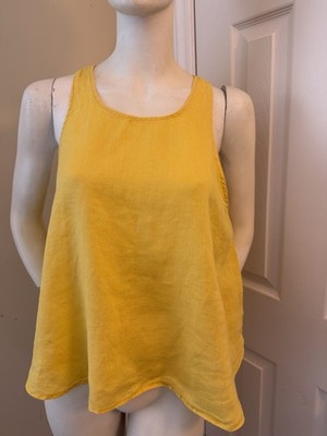 MAEVE Top Women L Bright Yellow 100% Linen Swing Tank Anthropologie