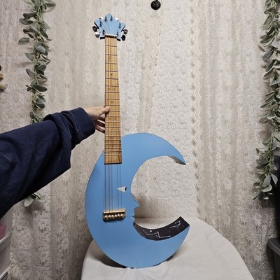 Unique Handcrafted Handpainted Whimsical Moon And Star Working Acoustic Guitar