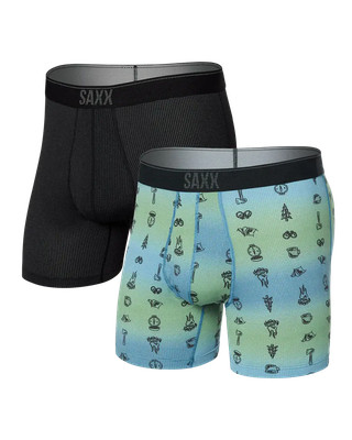 Saxx Quest QDM Boxer Brief Fly 2 Pack - Camp Ombre / Black