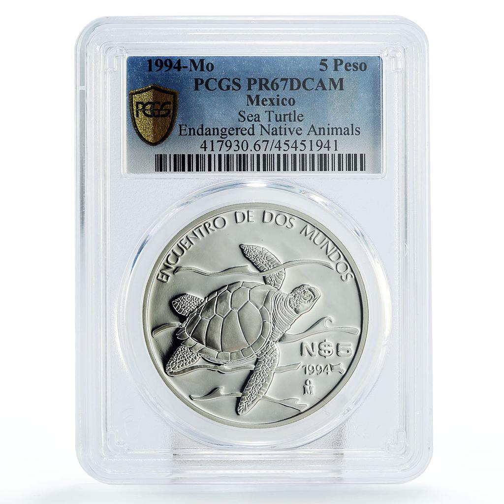 Mexico 5 pesos Pacific Ridley Sea Turtle PR67 PCGS proof