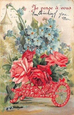 Postcard Fantasy Embossed Barrow Flower Roses And Forget Me Not Ebay Postcard Fantasy Embossed Barrow Flower Roses And Forget Me Not Ebay