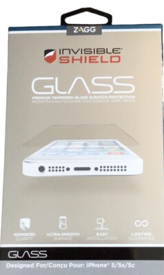 ZAGG Invisible Shield Glass Premium Tempered- Scratch Protection 5/5s/5c NIB