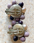 VINTAGE BEADED SHADES OF PURPLE CLIP ON EARRINGS SIGNED JAPAN — photo 3