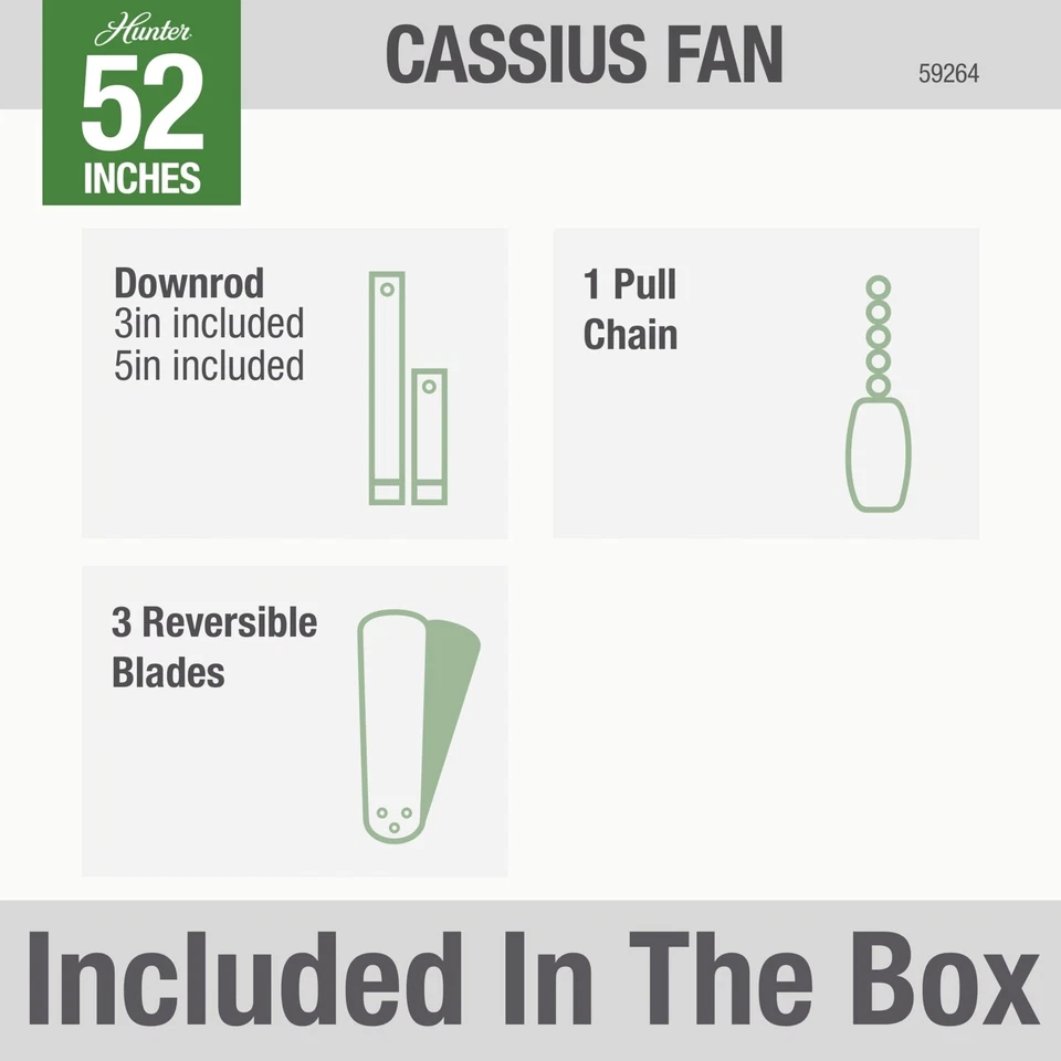 Hunter Cassius Indoor / Outdoor Ceiling Fan with Pull Chain Control, 52", Mat... - Image 3 of 4