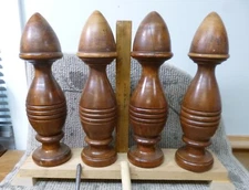 Antique Carved Maple 13" Acorn Topped Post Finials - Set of 4