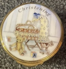 ROYALE STRATFORD ENGLAND PORCELAIN TRINKET BOX—BABY CHRISTENING—Very Nice Cond—