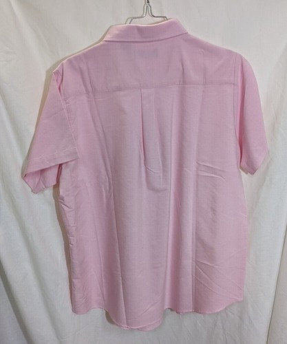 SALE New Ultra Club Pink Button Up Short Sleeve Shirt Wrinkle Resistant X-Large - Picture 2 of 5