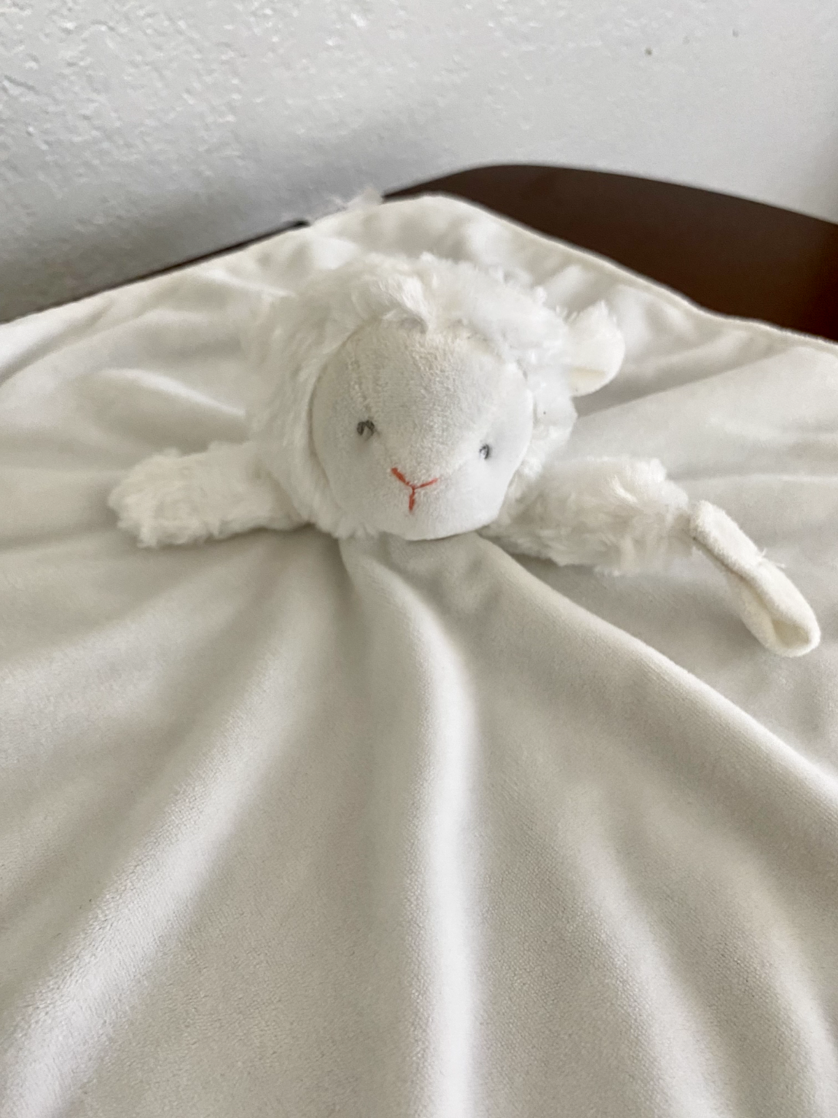 CARTER'S white Lamb Security Blanket~Lovey~soft bright white~pacifier loop~