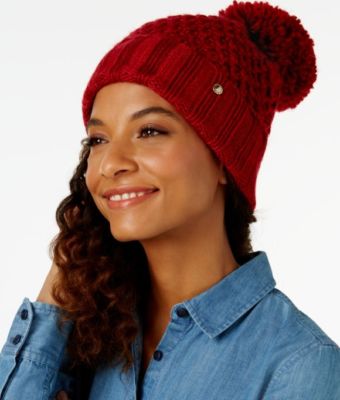 BCBGeneration Women's Hat Tucked Stitch Pom Beanie Hat ONE SIZE