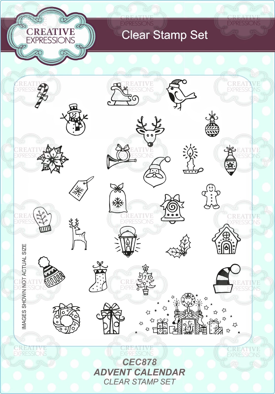Creative Expression Advent Calendar Clear Stamp Set Christmas Robin Santa Holly