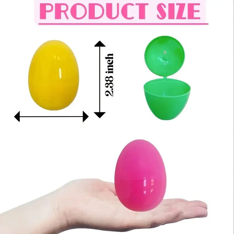 100 huevos de Pascua de plástico brillantes rellenables para caza de huevos bonificación 2 huevos de oro ENVÍO GRATUITO Foto 3 de 3