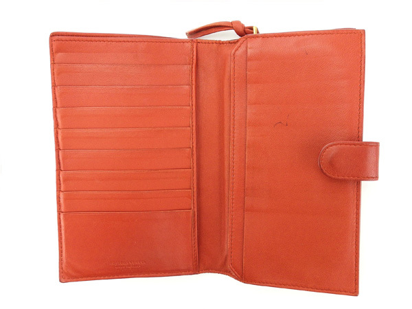 Bottega Veneta Wallet Purse Intrecciato Orange Gold Woman