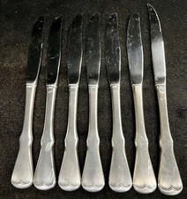 7 pc Set Lot Oneida Community Stainless Steel Patrick Henry Table Knife Knives