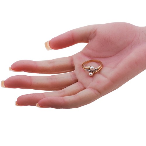 Akoya Zuchtperlen Ring 585 Gold 14 Kt Bicolor Diamant Damen Wert 690,- - Bild 5 von 8