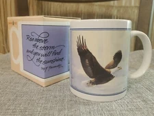Vintage 1987 Leanin Tree Coffee Mug Eagle Rise Above The Storm NIB