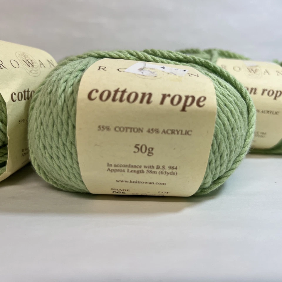 5 Skeins ROWAN Cotton Rope Aran Weight Cotton Blend Yarn Light Green 065 50g Lot - Image 2 of 4