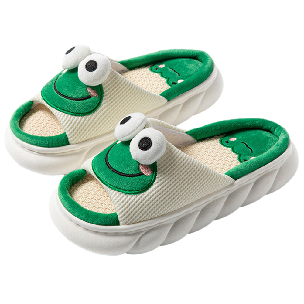 APL Pantofole da donna rana lino pavimento carino spesse scarpe casetta animali pantofole