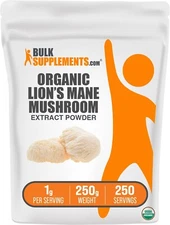BulkSupplements Organic Lion's Mane Mushroom Extract Powder - 1g per Serving