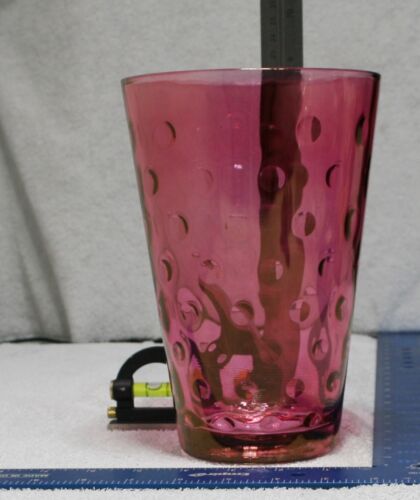 Vaso vintage mirtillo rosso moneta punto impronta pollice 9" x 5,5" splendido - Foto 2 di 6