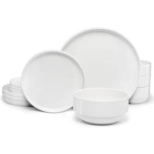12-Piece Ceramic Dinnerware Set, Service for 4, White - FAST SHIPPING