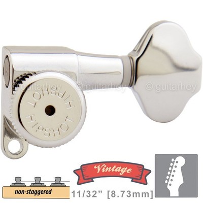 NEW Hipshot VINTAGE 6-in-Line Locking Tuners Victorian Buttons 21/64'' ID, NICKEL