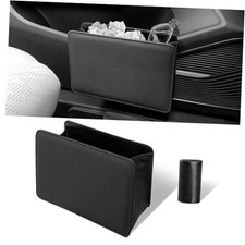 Car Trash Can Auto Leather Trash Bin Garbage Organizer Holder With One Black