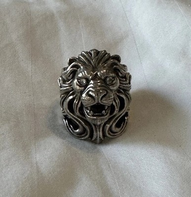 Lion Head Ring Sterling Silver 925 Roaring Lion Head Biker Handmade Jewelry