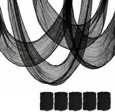 5 Pack Halloween Creepy Cloth 30x72" Black Spooky Decorations Indoor Outdoor