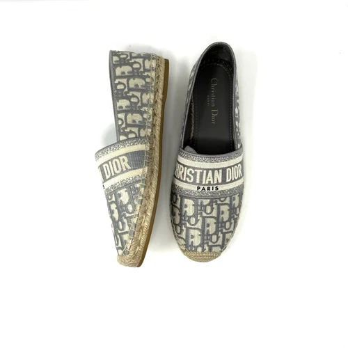 Espadrille Dior Granville grise oblique coton brodé taille 9 neuve avec étiquette
