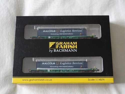 GRAHAM FARISH 377-354 INTERMODAL BOGIE WAGONS 45FT CONTAINERS MALCOLM LOGISTICS