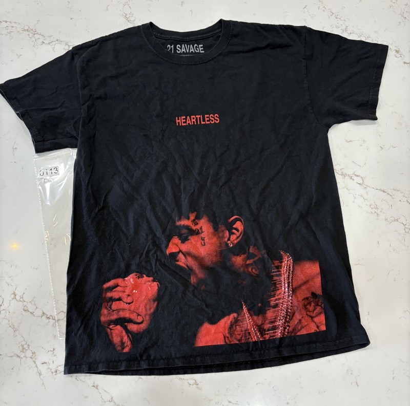 21 Savage Black T-Shirt Heartless Size L