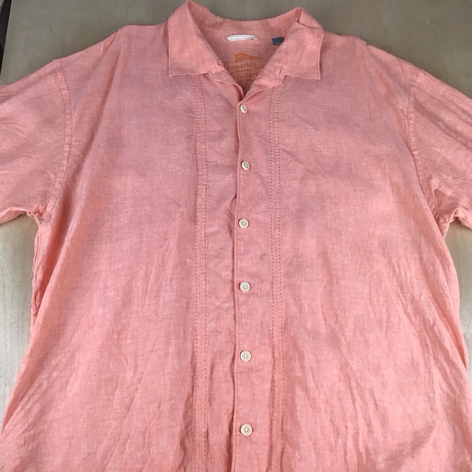 Tommy Bahama Mens XXL Short Sleeve Button Up 100% Linen Shirt