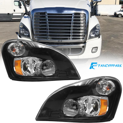 For 2008-2017 Freightliner Cascadia Black LED Headlights Headlamp Left Right Set