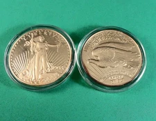 TWO Fantasy Coins: 1933 GOLDTONE COINS - WALKING LIBERTY - LIMITED EDITIONs