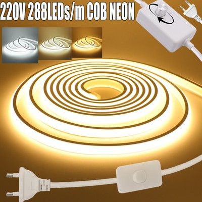 Neon COB LED Streifen Stripe Dimmbar 230V Lichtschlauch Leiste Band Lichterkette