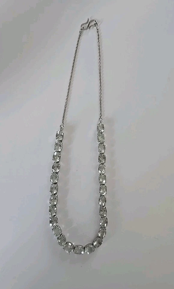 Sterling Silver Green Amethyst Necklace 16" Choker - Image 4 of 4