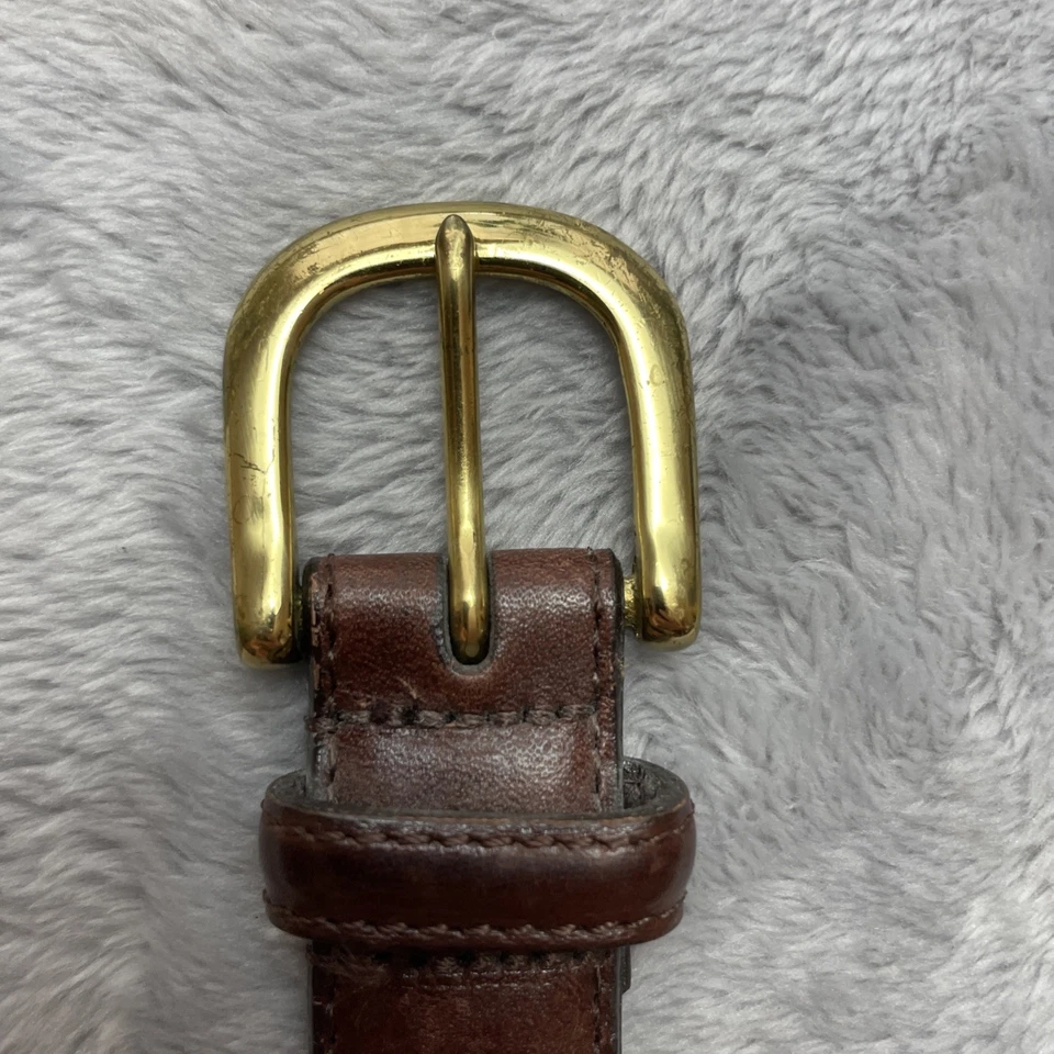 Винтажный мужской пояс из воловьей кожи Club Room 42/105 цвет коньяк коричневый с латунной пряжкой 1 дюйм США - Изображение 4 из 4