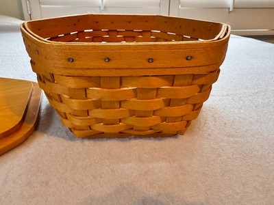 Longaberger 1998 Hexagon 9'' Lid 7'' Base 4.5''h Generations Basket Lid Classic