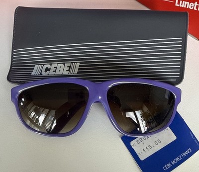 Vintage Cebe Sunglasses Purple Square Aviator Frames with Brown Lenses