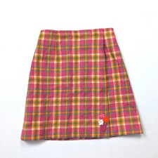 Florence Eiseman Skirt Girls Size 12 Pink Plaid Faux Wrap Wool Blend