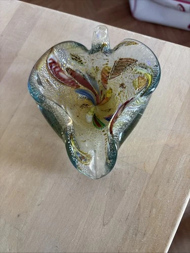 Mid Century Italian Murano Multi Colored Art Glass Cigar Ashtray Bowl Dish