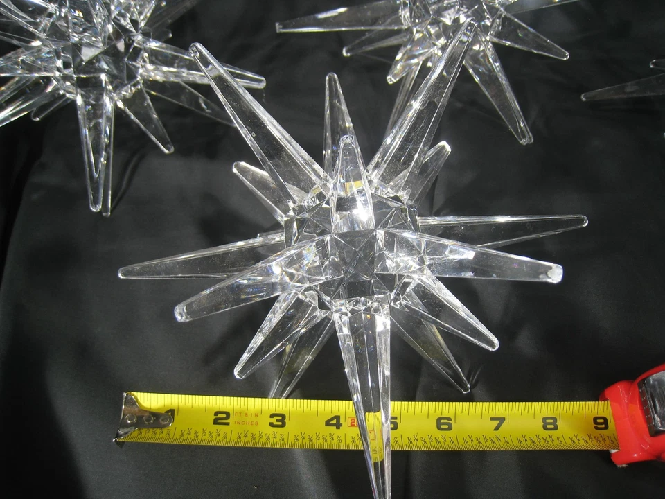 Set Of 4 Acrylic Starburst Orb Sculptures Clear Lucite MCM Style Modern Decor - Image 2 of 4