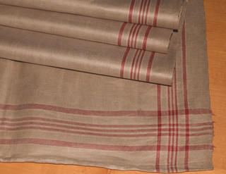 Antikes Rolltuch Leinentuch Mangeltuch Leinen Tuch rote Streifen (13852)